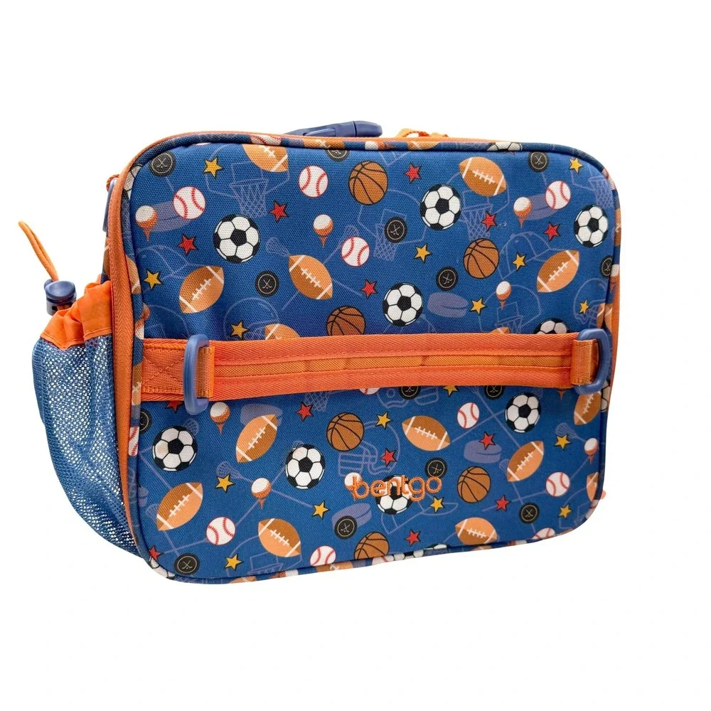 Bentgo Kids Sports Lunch Bag Blue Orange Football Soccer Basketball Baseball